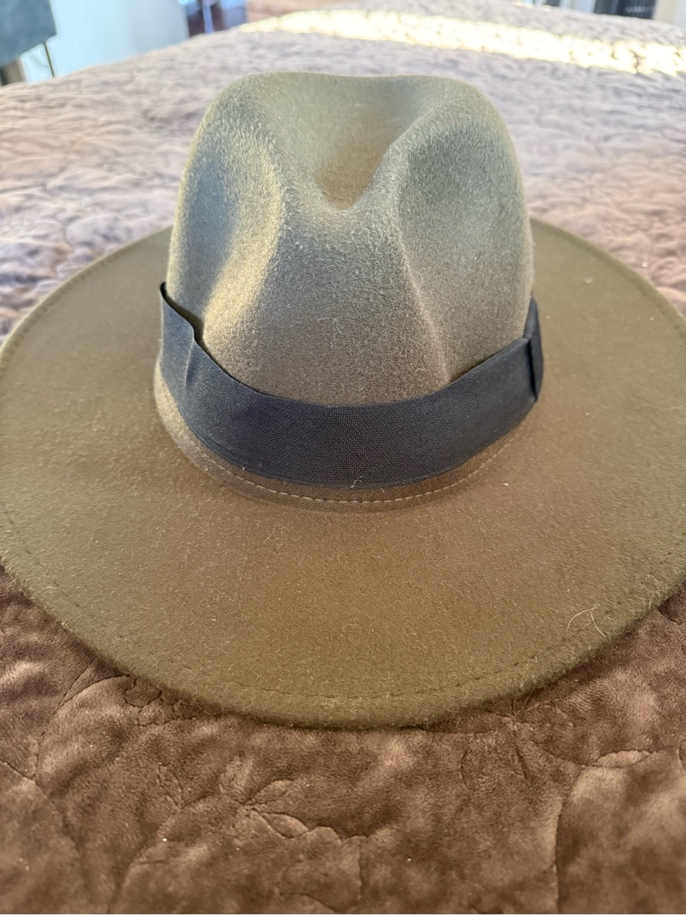 Men's Classic Wool Fedora Hat - Olive Green